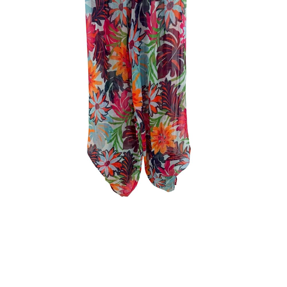 Ramy Brook Lancaster Floral Wide Leg Slit Pants Tassel Tie Size Medium - Picture 11 of 13